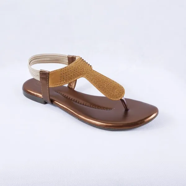 Elysia Copper Flat Sandals for Women With Ankle Straps