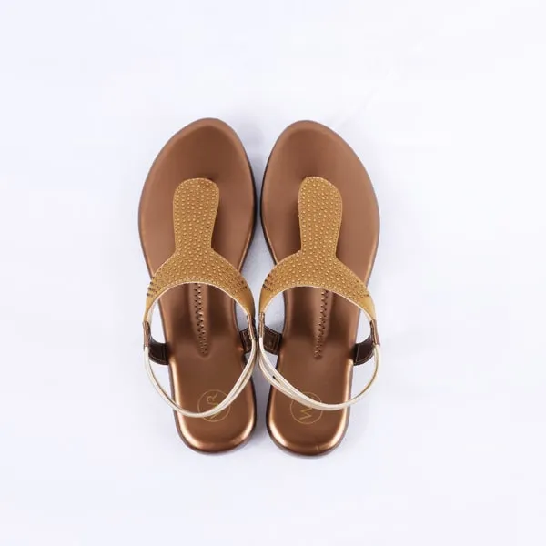 Elysia Copper Flat Sandals for Women With Ankle Straps