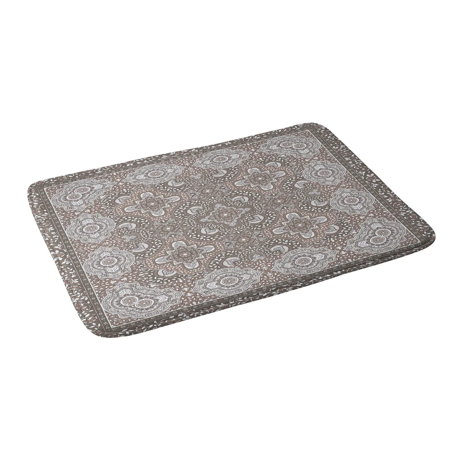 FARAH BORDER NEUTRAL MEMORY FOAM BATH MAT