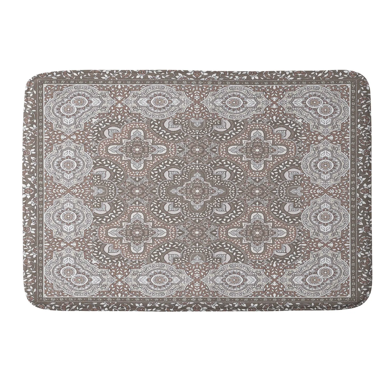 FARAH BORDER NEUTRAL MEMORY FOAM BATH MAT