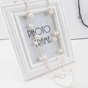Faux Pearl Multi-layer Long Gold Necklace