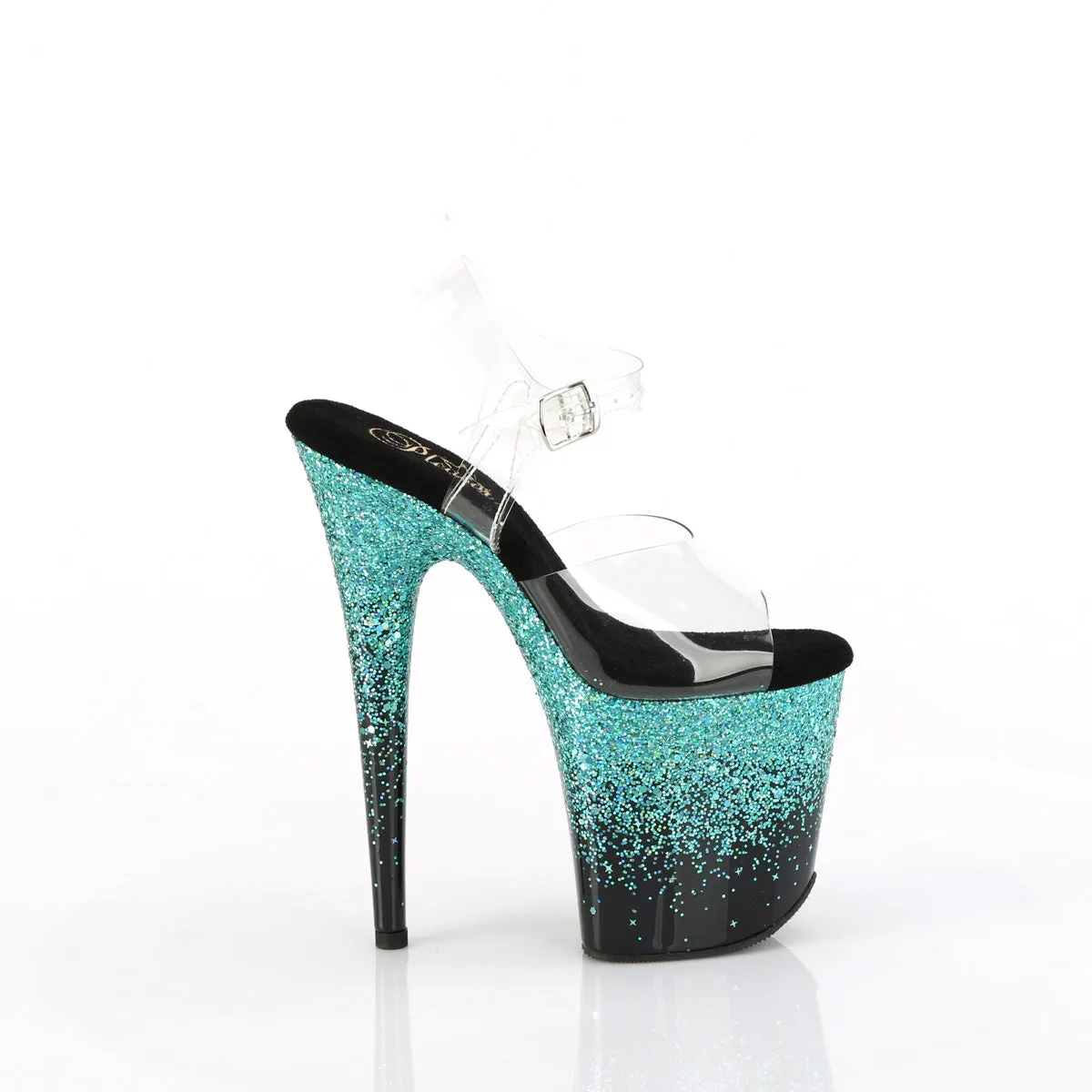 FLAMINGO-808SS  Clear/Black-Turquoise Multi Glitter