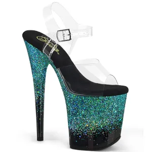 FLAMINGO-808SS  Clear/Black-Turquoise Multi Glitter