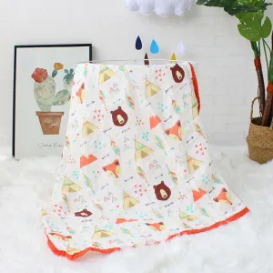 Four Layer Fox   Bear Cotton Blanket
