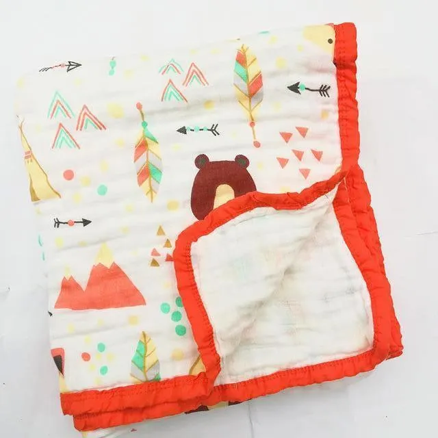 Four Layer Fox   Bear Cotton Blanket