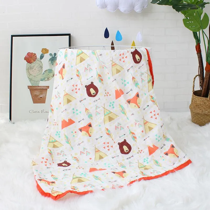 Four Layer Fox   Bear Cotton Blanket