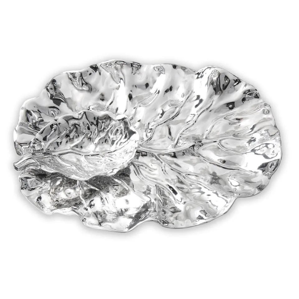 Garden Leaf Platter with Dip Bowl