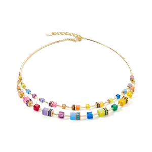 GeoCUBE® Iconic Layer necklace gold-rainbow