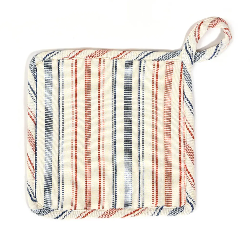 Hand woven Square Pot Holder | Ticking Stripe