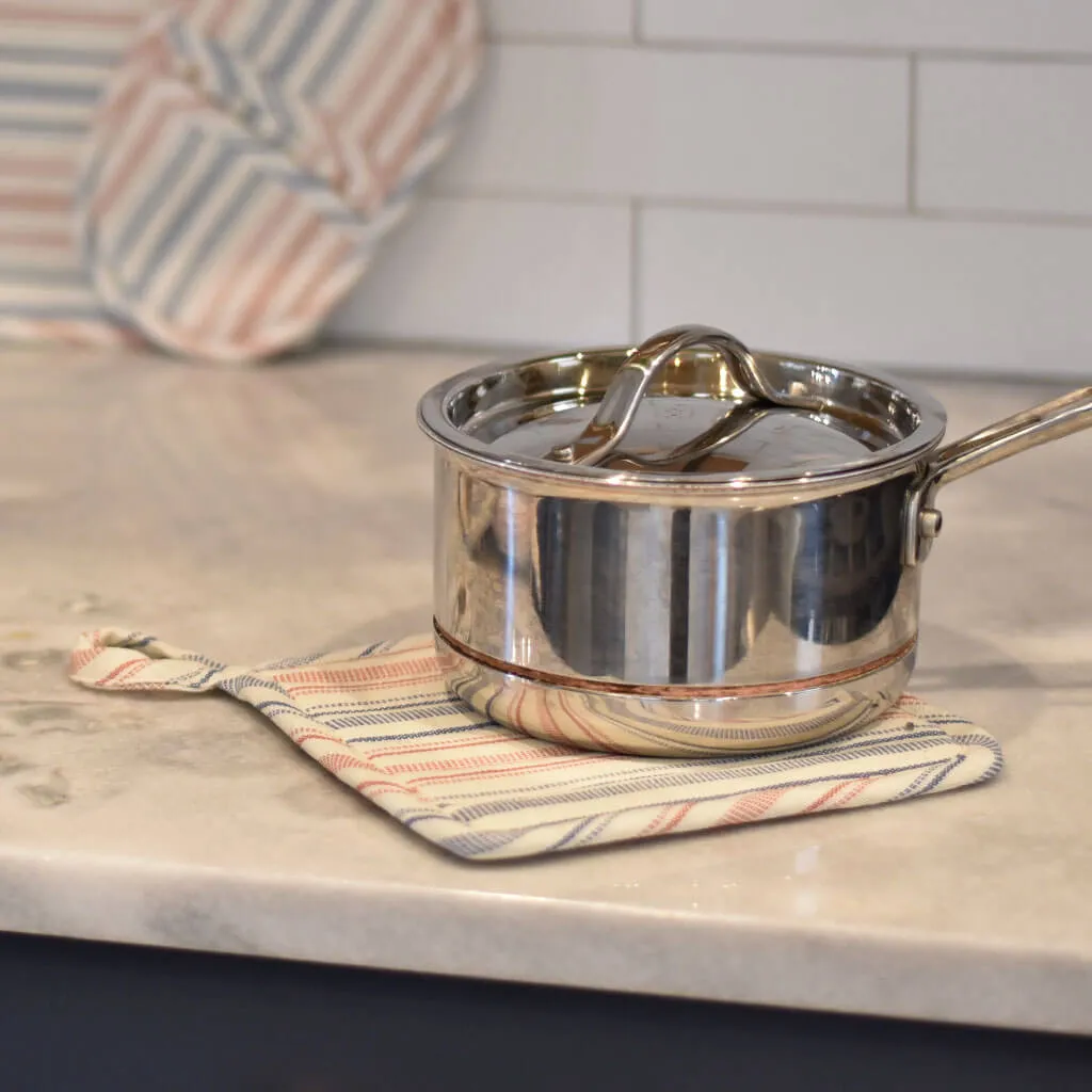 Hand woven Square Pot Holder | Ticking Stripe