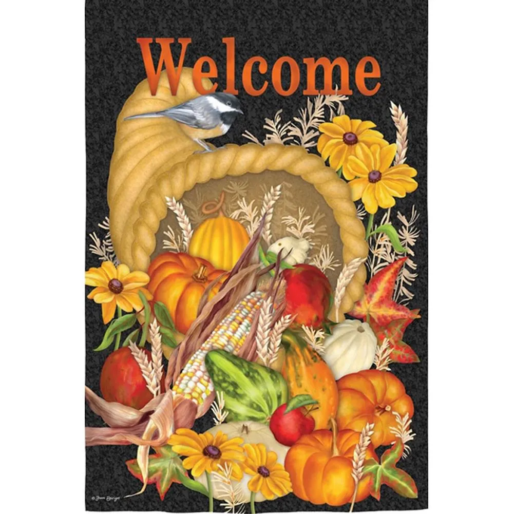Harvest Cornucopia Garden Suede Flag