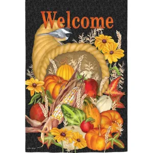 Harvest Cornucopia Garden Suede Flag