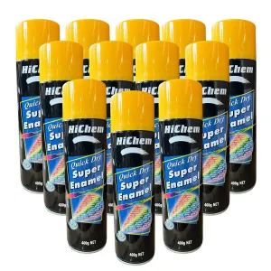 Hichem Quick Dry Super Enamel Spray Paint 12 Cans - Golden Yellow