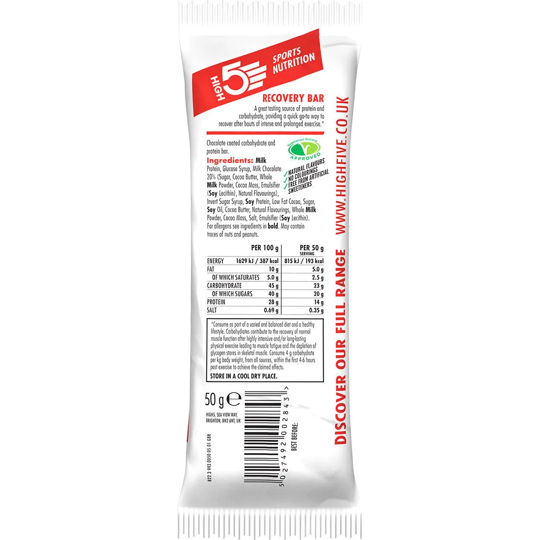 HIGH5 PROTEIN RECOVERY BAR 25 X 50G