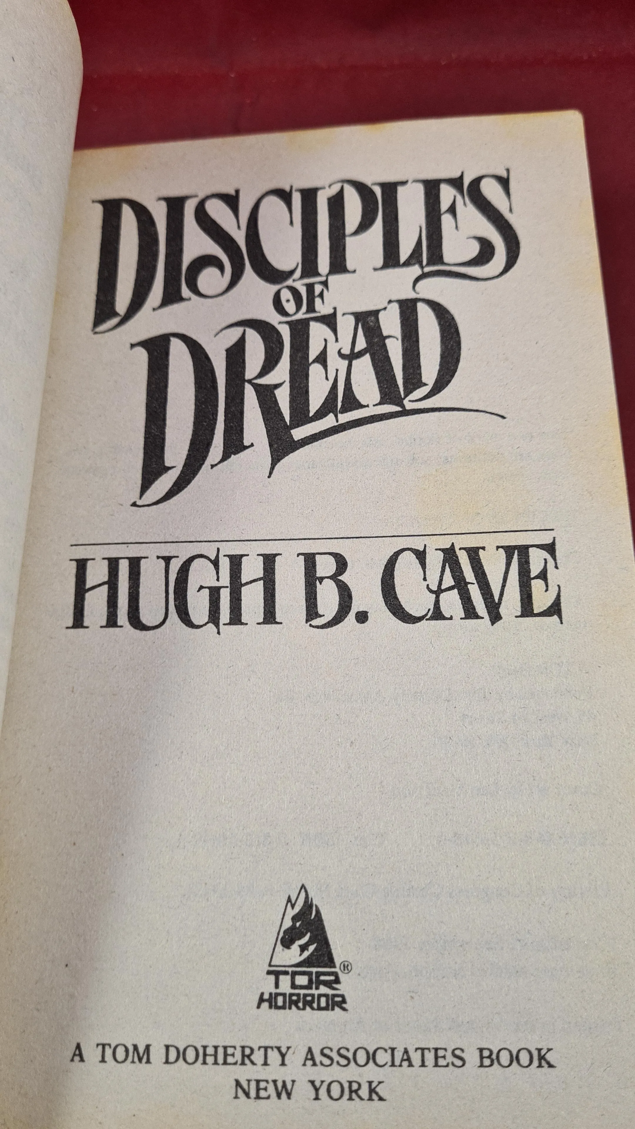 Hugh B Cave - Disciples of Dread, TOR Book, 1989, First Edition, Paperbacks