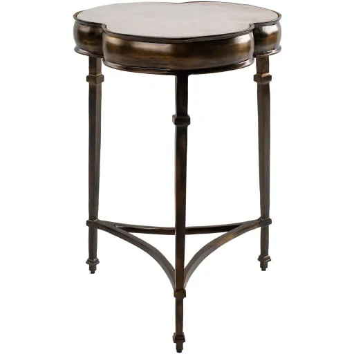 IndoChic 24 Inch High Aluminum and Marble Accent Table