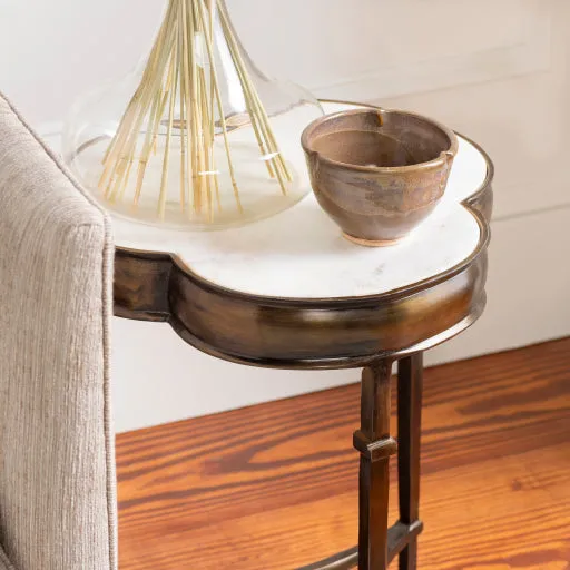 IndoChic 24 Inch High Aluminum and Marble Accent Table