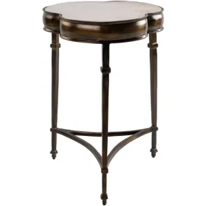 IndoChic 24 Inch High Aluminum and Marble Accent Table
