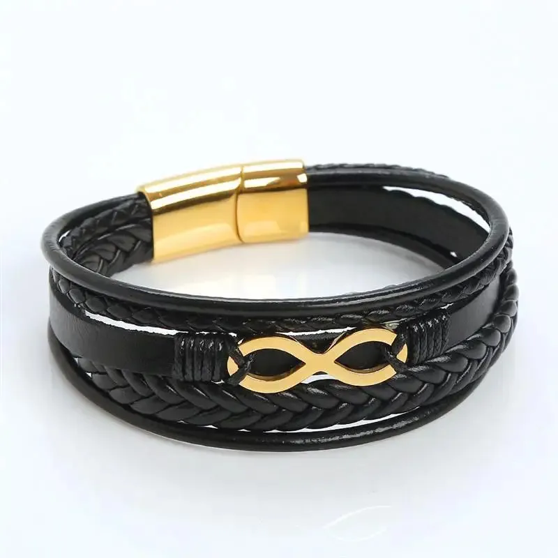 Infinity Symbol Leather Bracelet for Men