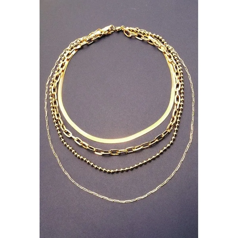 Intriguing Multi Layer Brass Chain Necklace