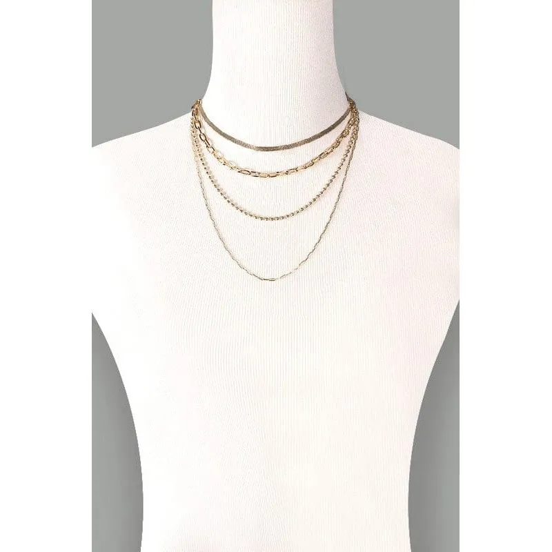 Intriguing Multi Layer Brass Chain Necklace