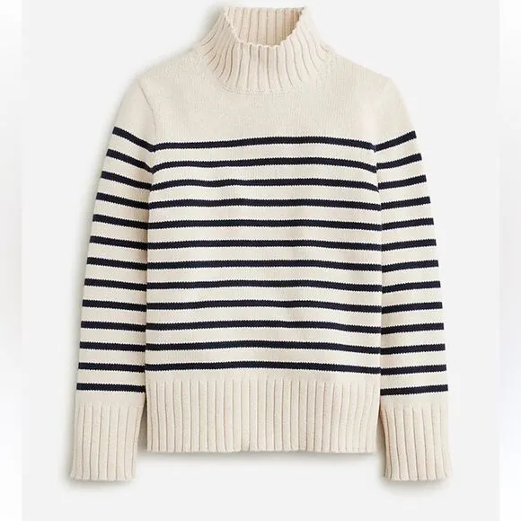 J. Crew Women's Cotton turtleneck sweater in stripe Size Small
