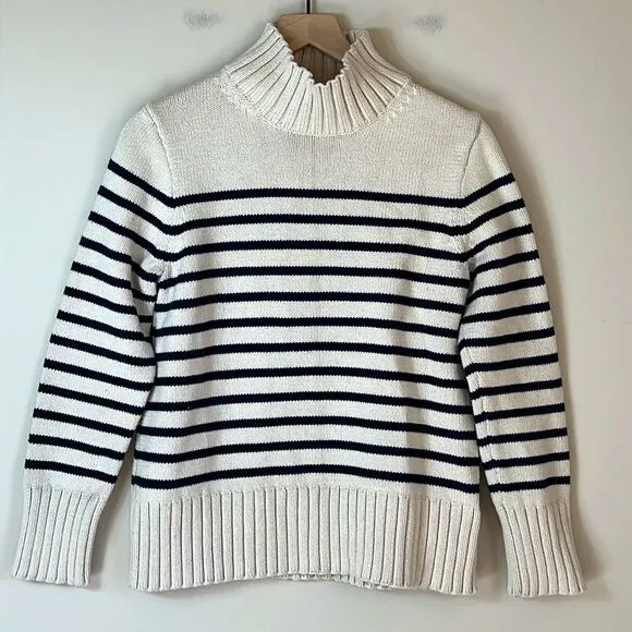 J. Crew Women's Cotton turtleneck sweater in stripe Size Small