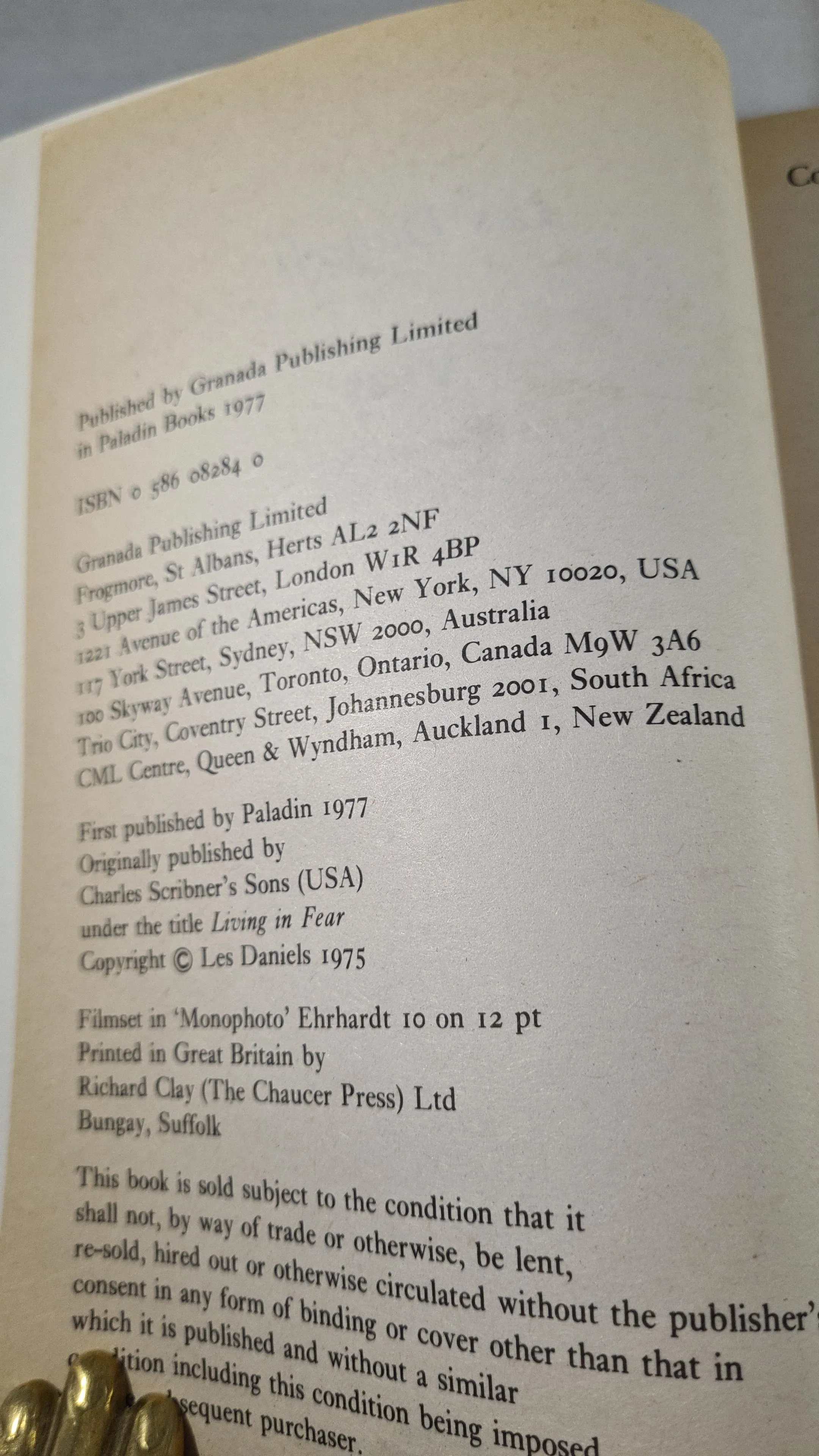 Les Daniels - Fear A History of Horror in the Mass Media, Granada, 1977, Paperbacks
