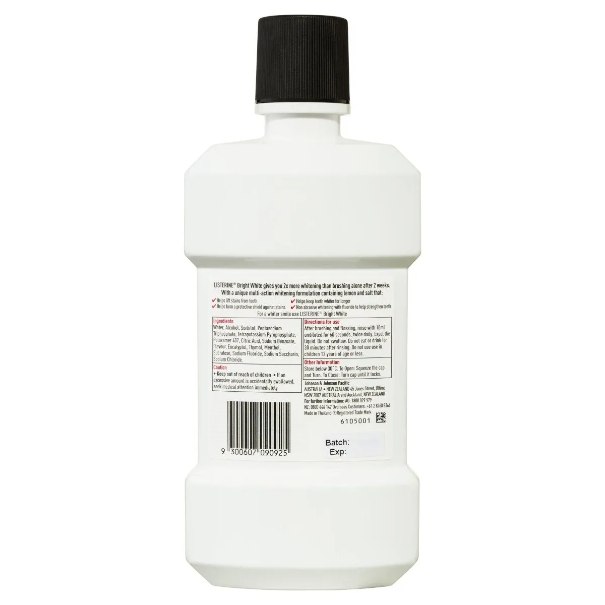 Listerine Bright White Multi-Action Whitening Mouthwash 500mL