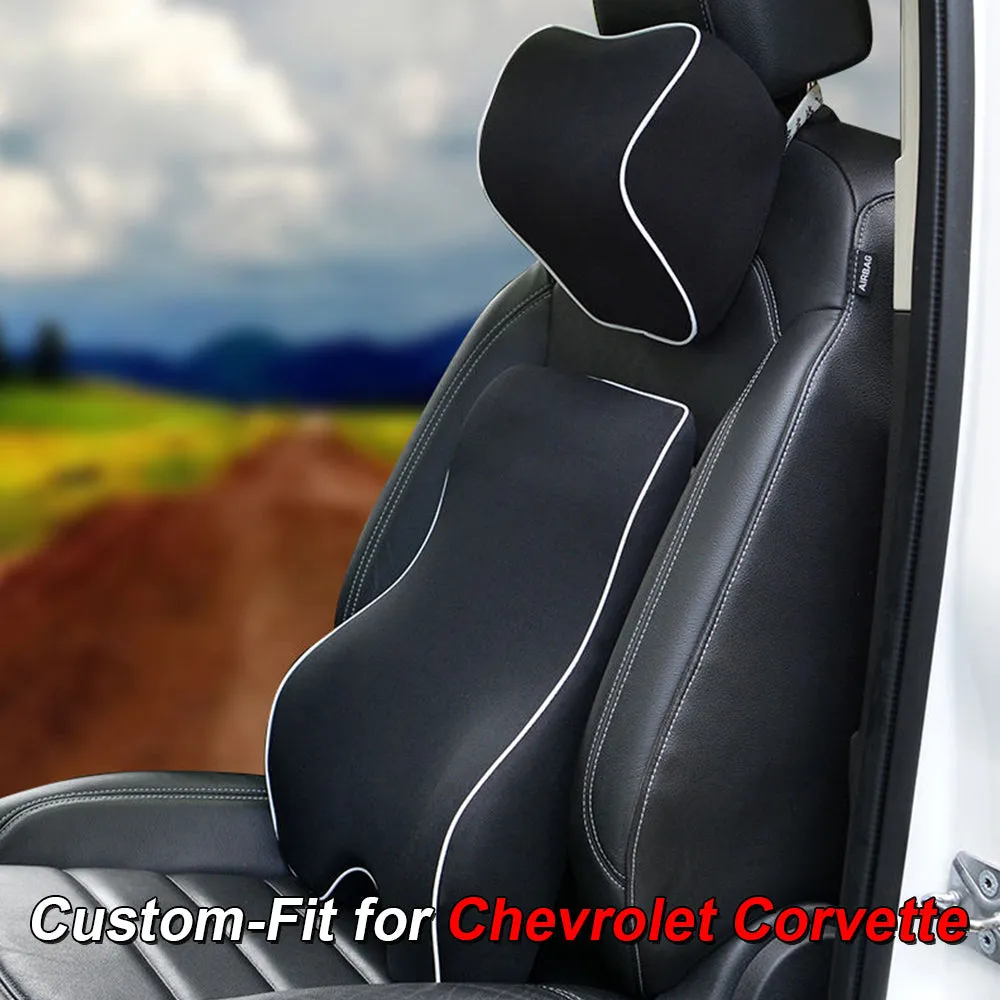 Lumbar Support Cushion for Car and Headrest Neck Pillow Kit, Custom-Fit For Car, Ergonomically Design for Car Seat, Car Accessories WACC254