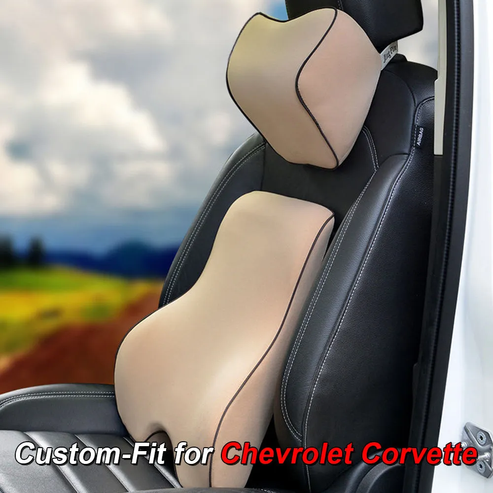 Lumbar Support Cushion for Car and Headrest Neck Pillow Kit, Custom-Fit For Car, Ergonomically Design for Car Seat, Car Accessories WACC254