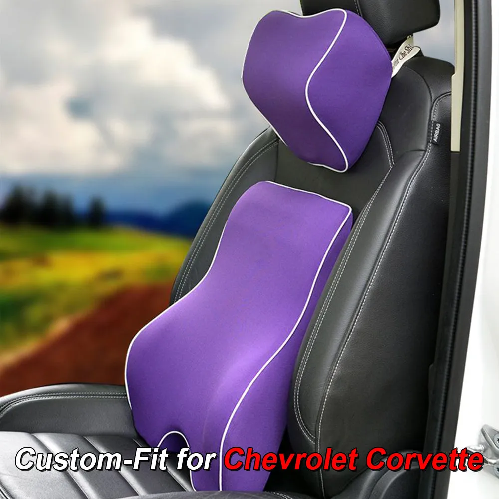 Lumbar Support Cushion for Car and Headrest Neck Pillow Kit, Custom-Fit For Car, Ergonomically Design for Car Seat, Car Accessories WACC254