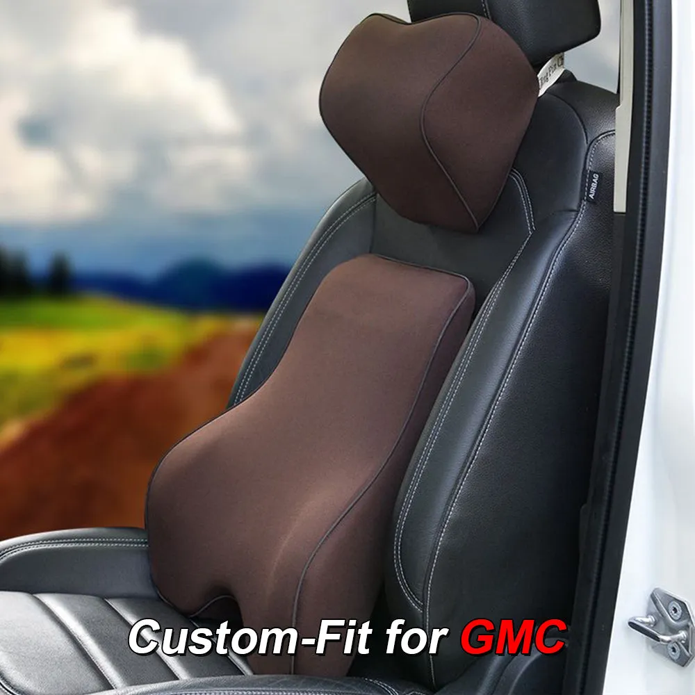 Lumbar Support Cushion for Car and Headrest Neck Pillow Kit, Custom-Fit For Car, Ergonomically Design for Car Seat, Car Accessories WAWQ254