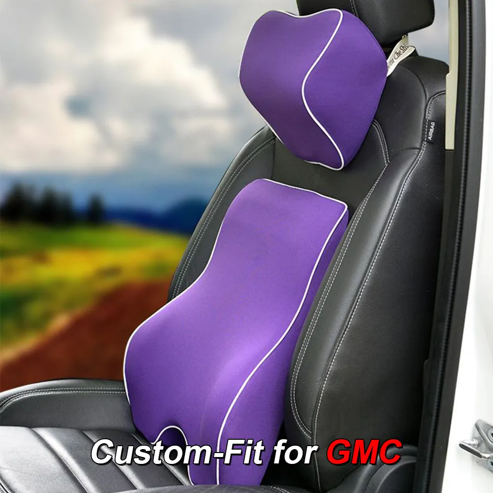 Lumbar Support Cushion for Car and Headrest Neck Pillow Kit, Custom-Fit For Car, Ergonomically Design for Car Seat, Car Accessories WAWQ254
