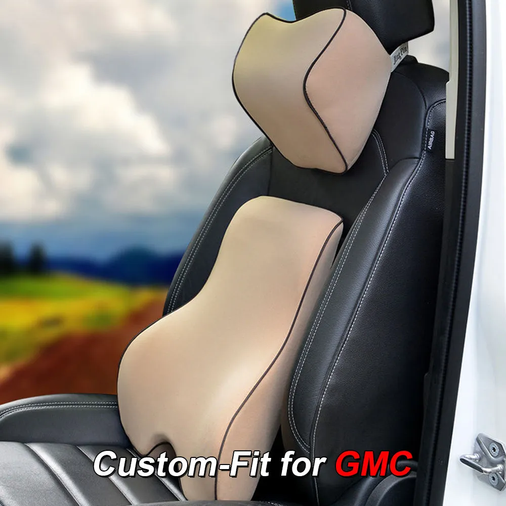 Lumbar Support Cushion for Car and Headrest Neck Pillow Kit, Custom-Fit For Car, Ergonomically Design for Car Seat, Car Accessories WAWQ254