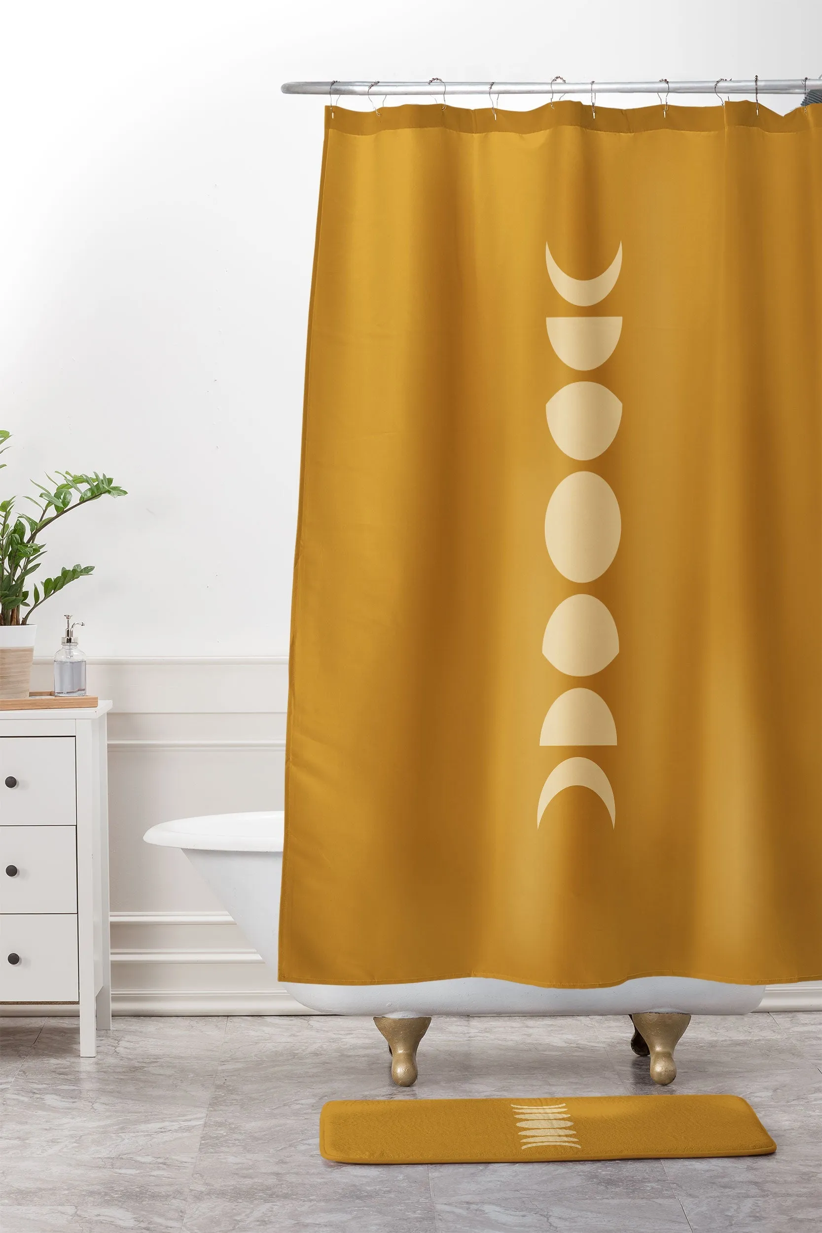 MINIMAL MOON PHASES ORANGE MEMORY FOAM BATH MAT