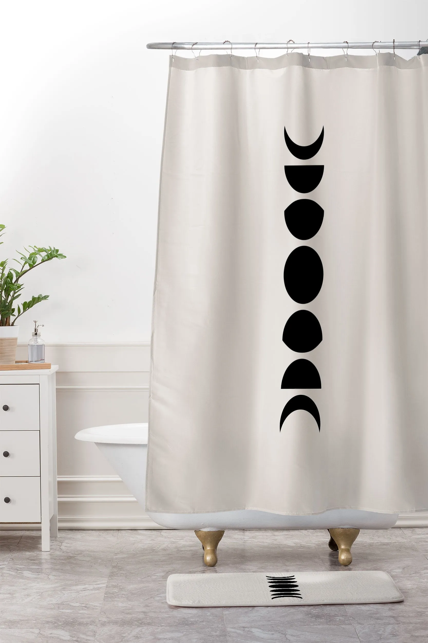 MINIMAL MOON PHASES WHITE MEMORY FOAM BATH MAT