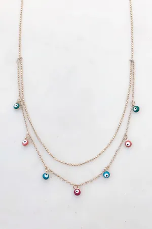 Multi Evil Eye Layer Necklace