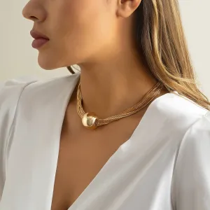 Multi-layer Geometric Ball Necklace