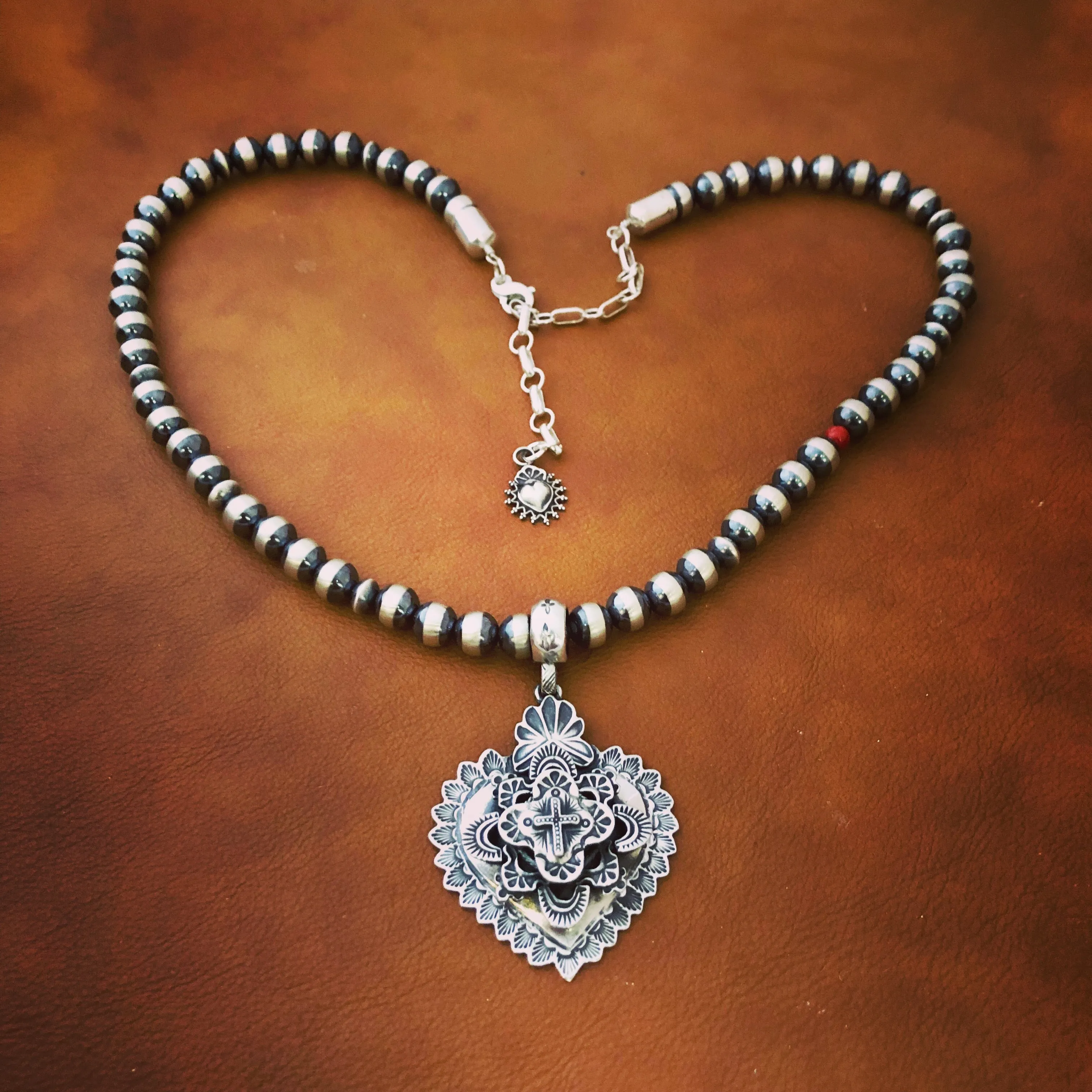 Multi Layer Heart Pendant III on Santa Fe Pearls