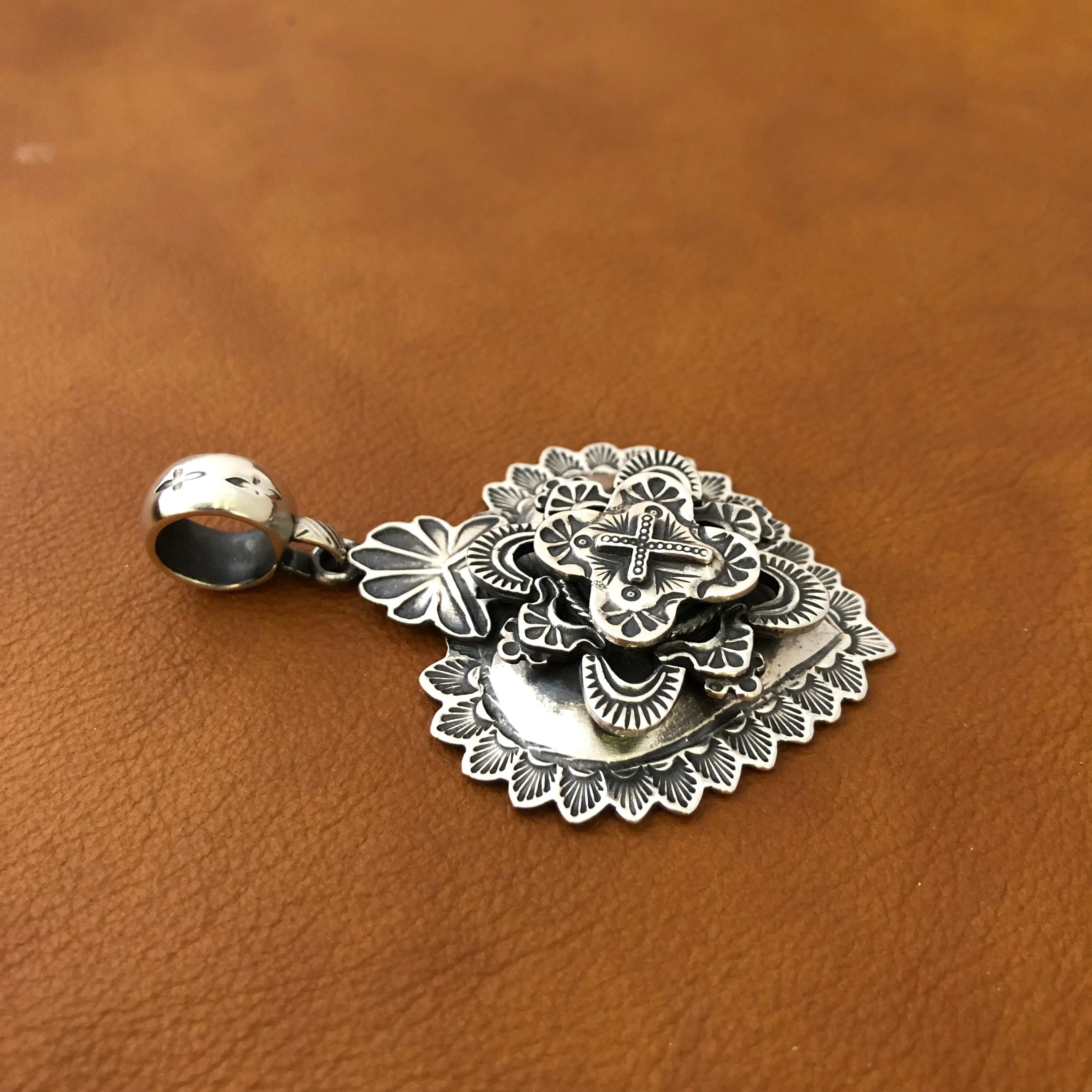 Multi Layer Heart Pendant III on Santa Fe Pearls