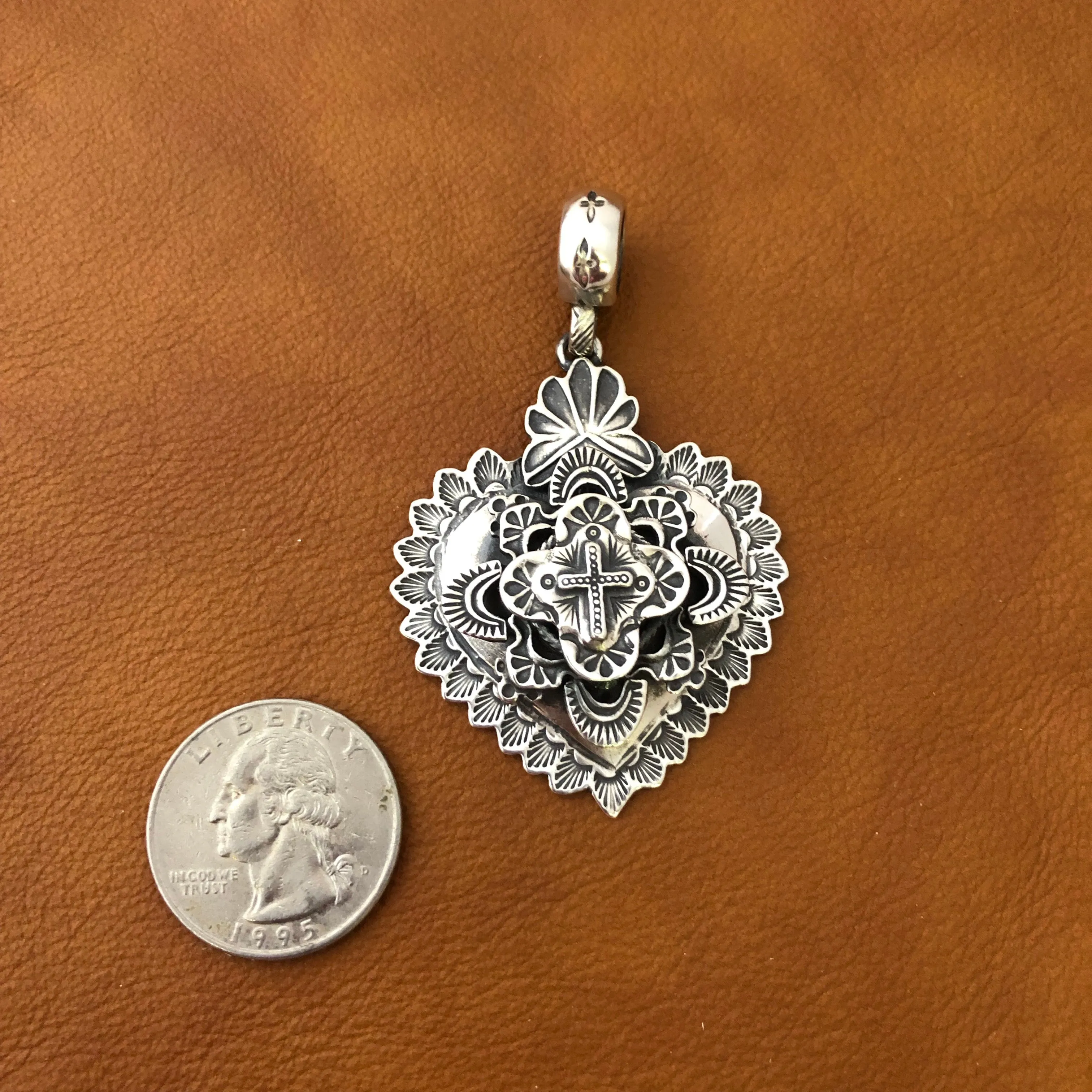 Multi Layer Heart Pendant III on Santa Fe Pearls