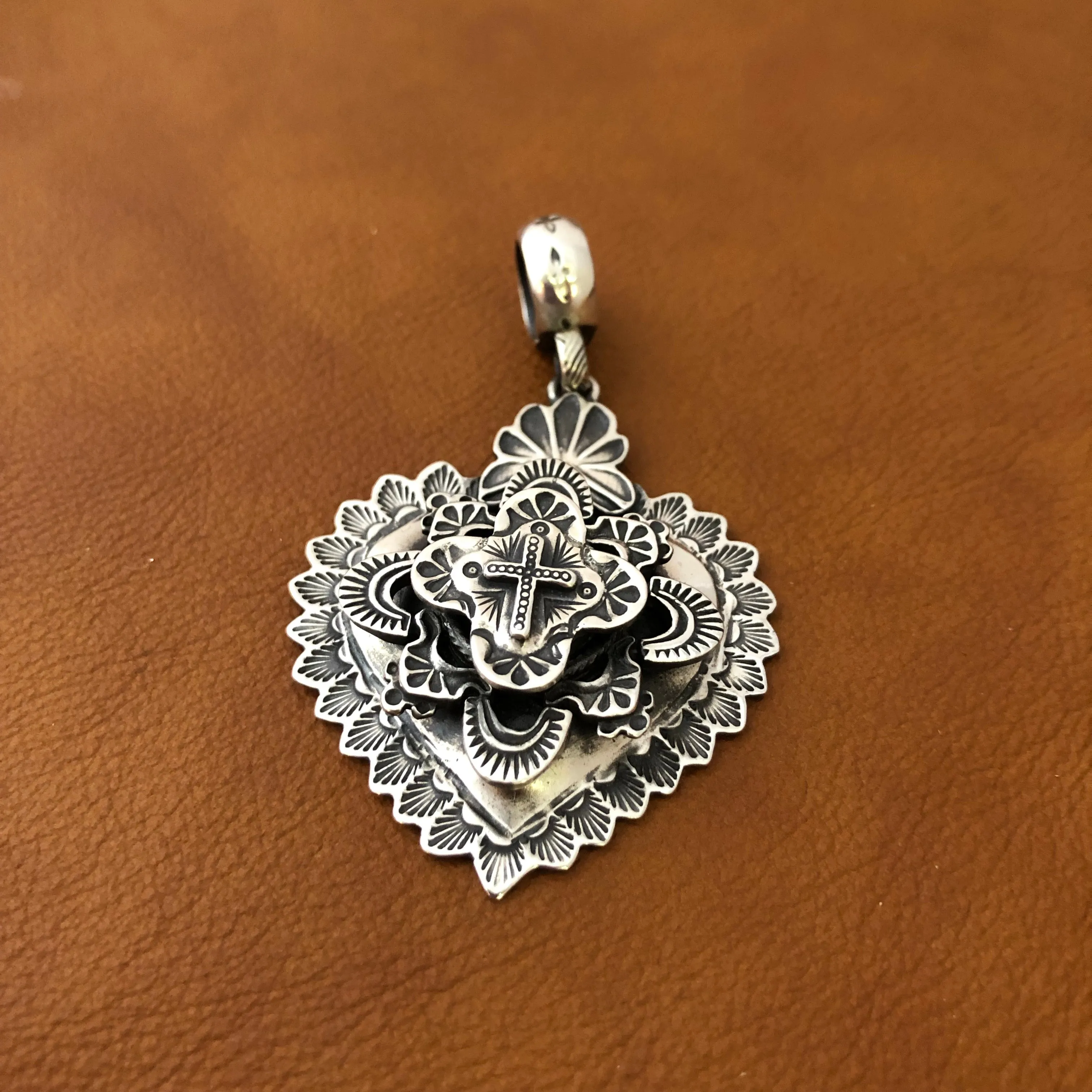 Multi Layer Heart Pendant III on Santa Fe Pearls