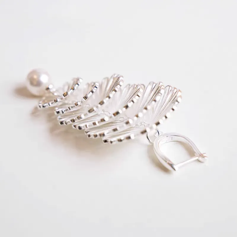 Multi-layer Hollowed-out Flower Pearl Earrings
