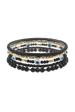 Multi Layer Metal Bead Eye Bracelet