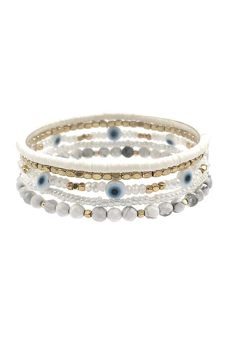 Multi Layer Metal Bead Eye Bracelet