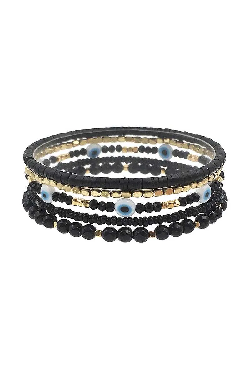 Multi Layer Metal Bead Eye Bracelet