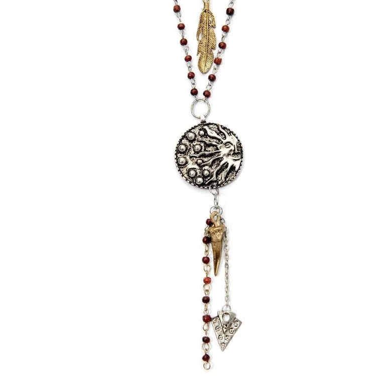 Multi Layer Moon Medallion Necklace (Boho Love)