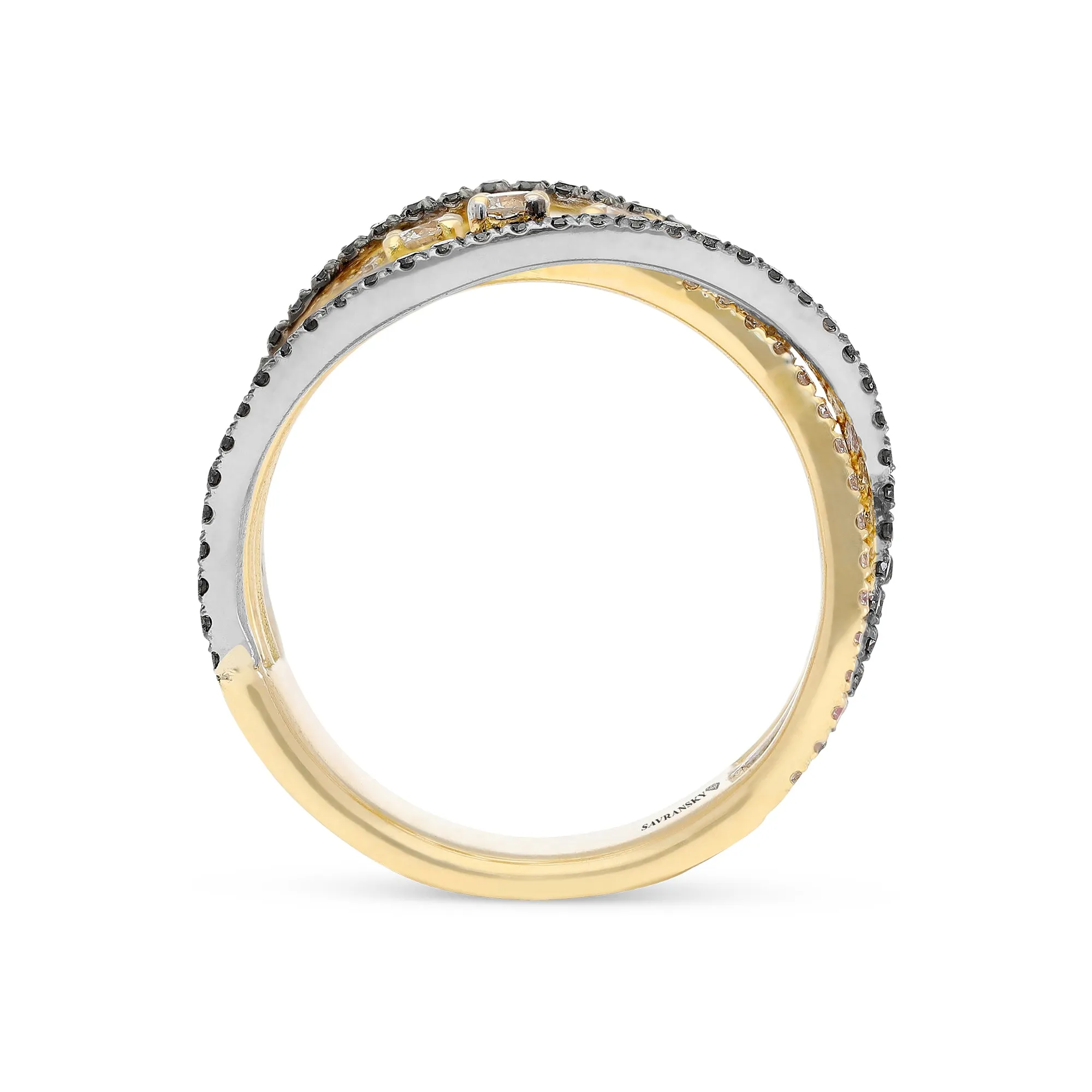Multi Layer White and Black Diamond Statement Ring