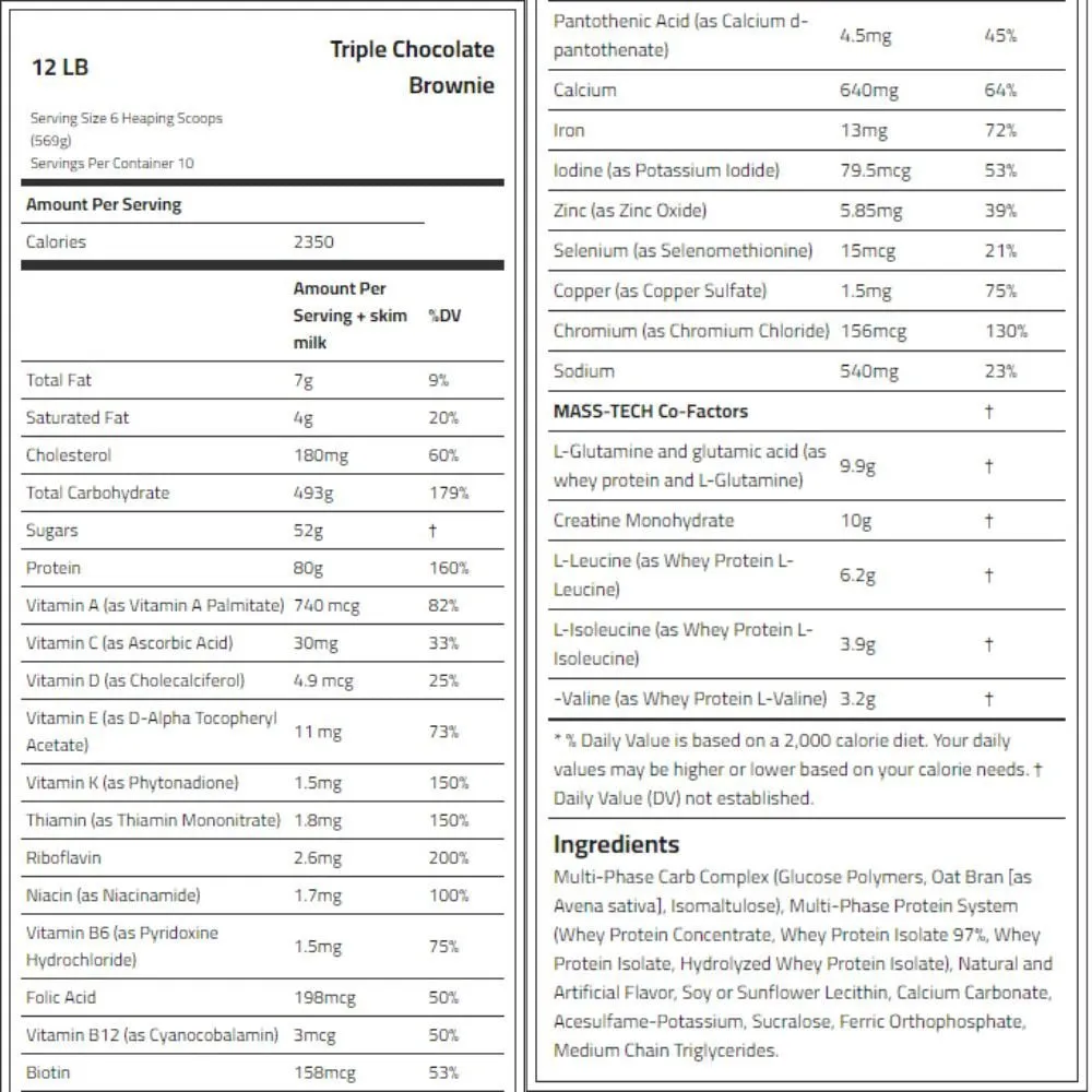 MuscleTech Mass Tech Extreme 2000 Mass Gainer 12 lbs (Exp Jul 2025 to Jan 2026)